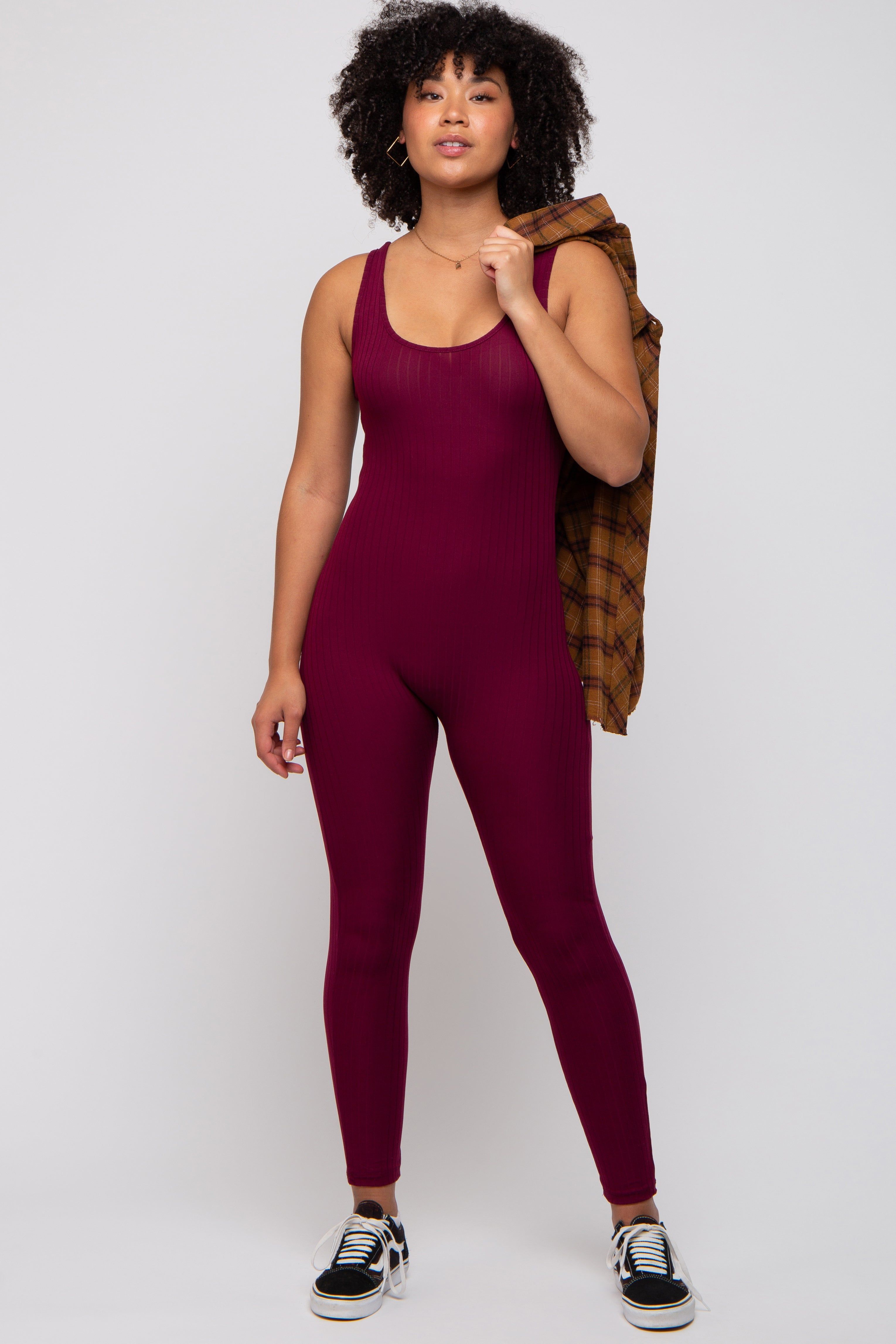 Burgundy Ribbed Bodycon Jumpsuit sold by Pinkblush product image thumbnail 5