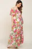 Ivory Tropical Print Off Shoulder Maternity Maxi Dress sold by Pinkblush