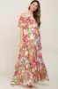 Ivory Tropical Print Off Shoulder Maternity Maxi Dress sold by Pinkblush