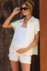 Cream Plisse Maternity Short Set sold by Pinkblush