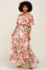 Ivory Tropical Print Off Shoulder Maternity Maxi Dress sold by Pinkblush