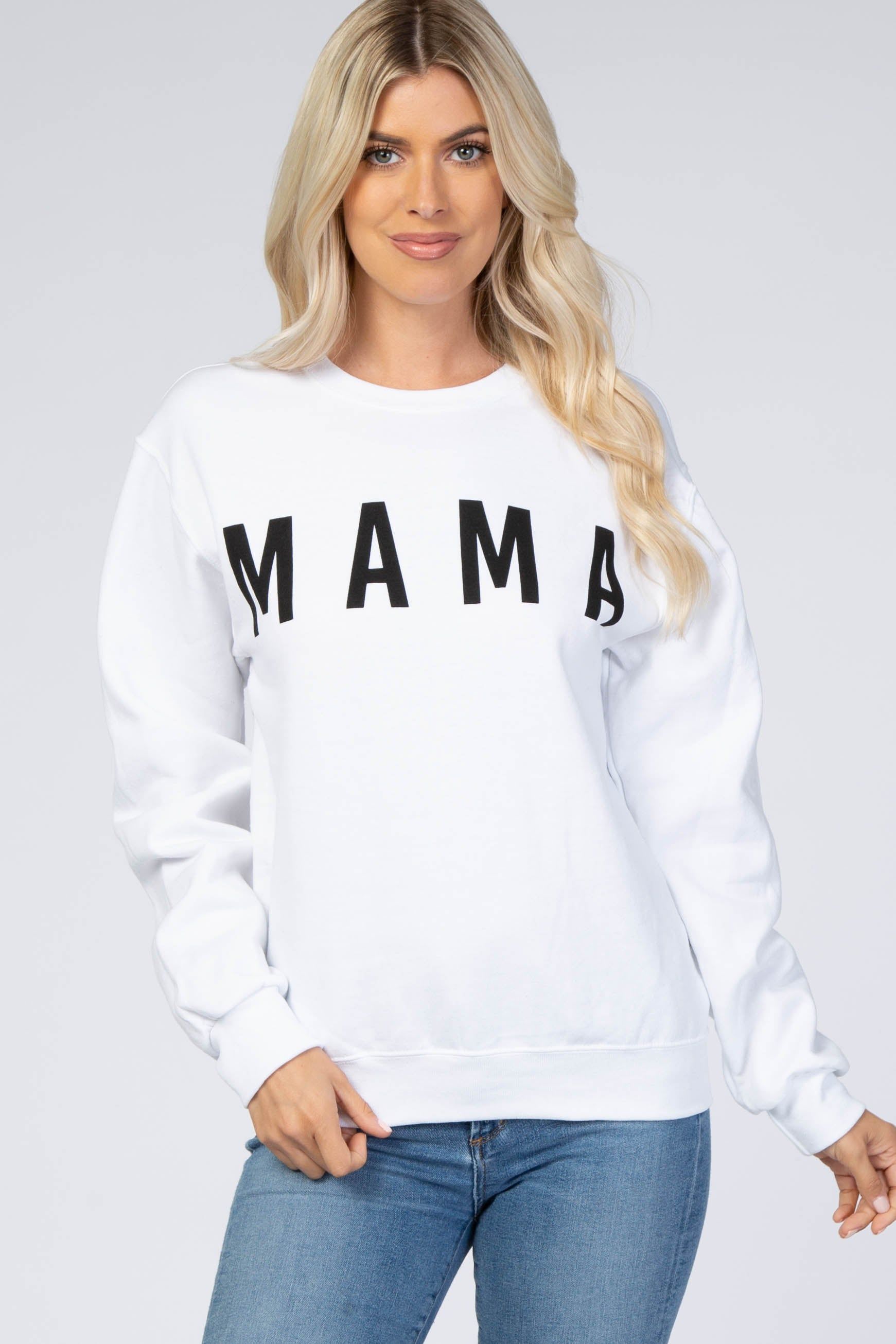 White Screen Print Mama Maternity Pullover Sweatshirt sold by Pinkblush product image thumbnail 6