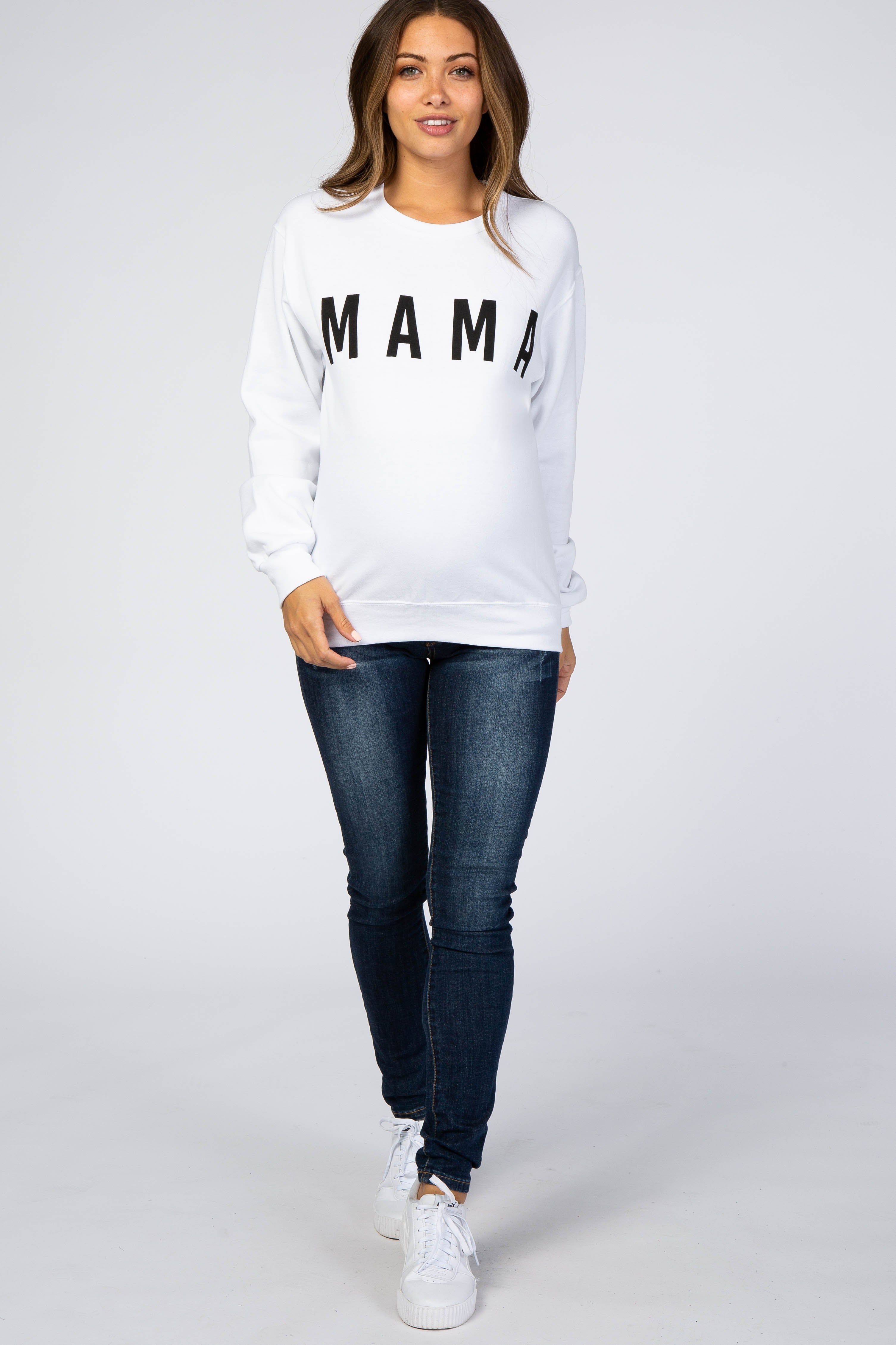 White Screen Print Mama Maternity Pullover Sweatshirt sold by Pinkblush product image thumbnail 3
