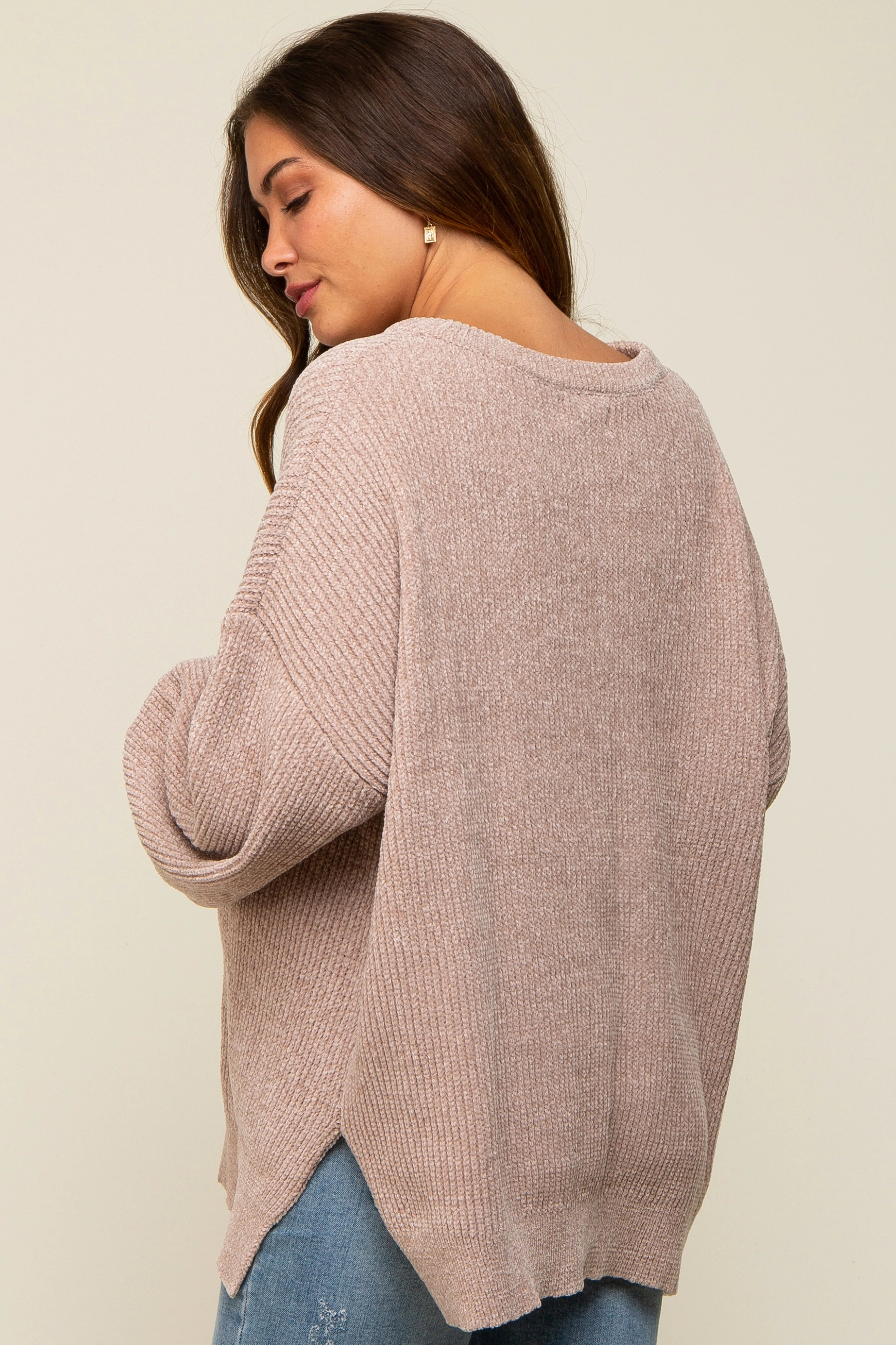 Beige Chenille Knit Balloon Sleeve Maternity Sweater sold by Pinkblush product image thumbnail 4
