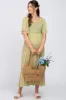 Light Olive Floral Square Neck Smocked Button Front Maternity Midi Dress sold by Pinkblush