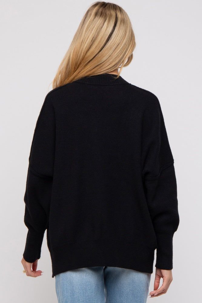 Black Knit Mock Neck Maternity Sweater sold by Pinkblush product image thumbnail 3