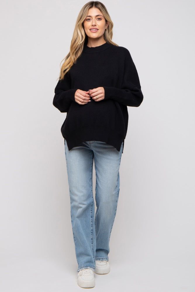 Black Knit Mock Neck Maternity Sweater sold by Pinkblush product image thumbnail 4