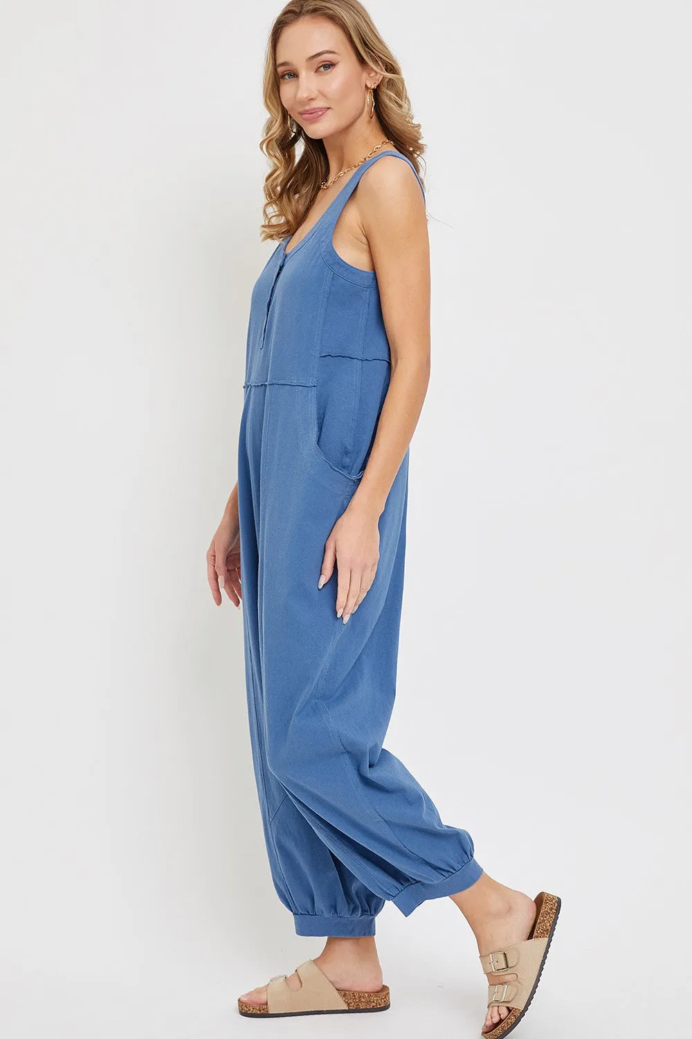 Blue Loose Fit Sleeveless Jumpsuit sold by Pinkblush product image thumbnail 2