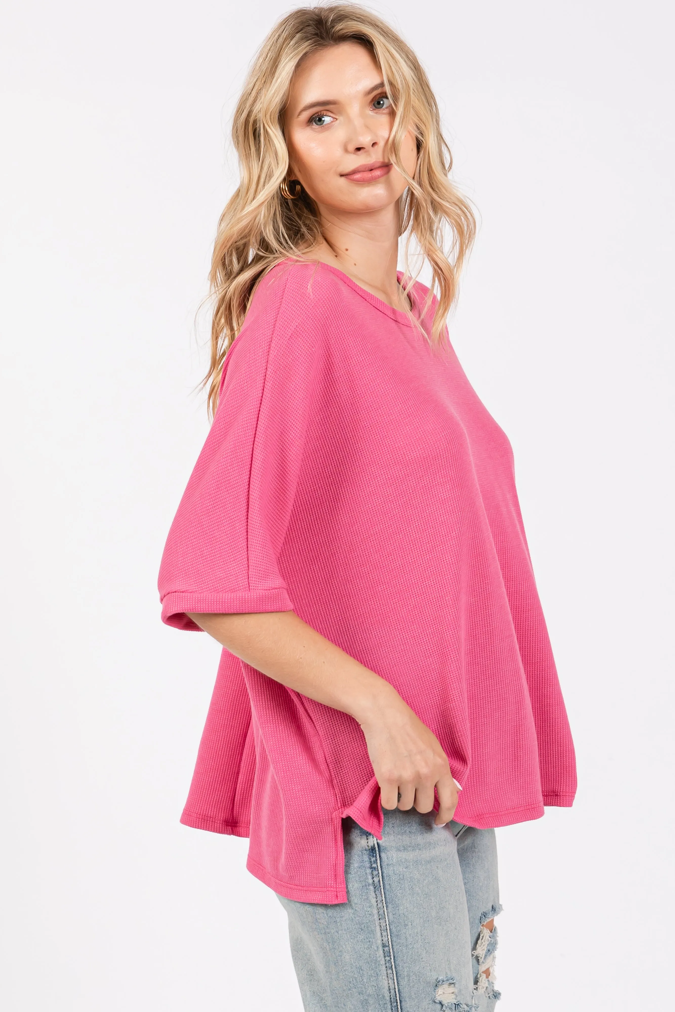 Pink Waffle Knit Dolman Top sold by Pinkblush product image thumbnail 3