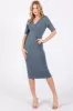 Peach Ribbed Long Sleeve Maternity Maxi Dress sold by Pinkblush