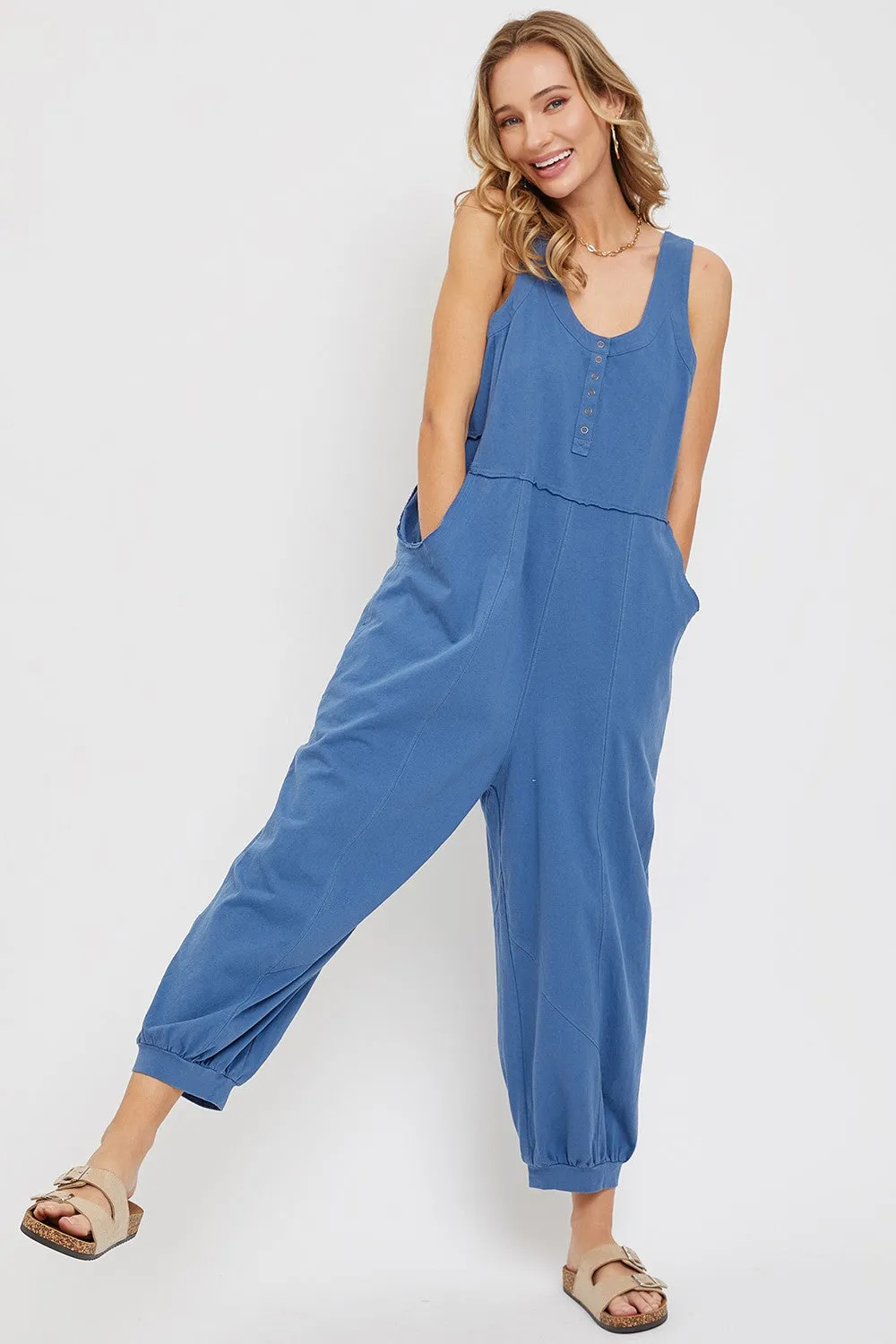 Blue Loose Fit Sleeveless Jumpsuit sold by Pinkblush product image thumbnail 3