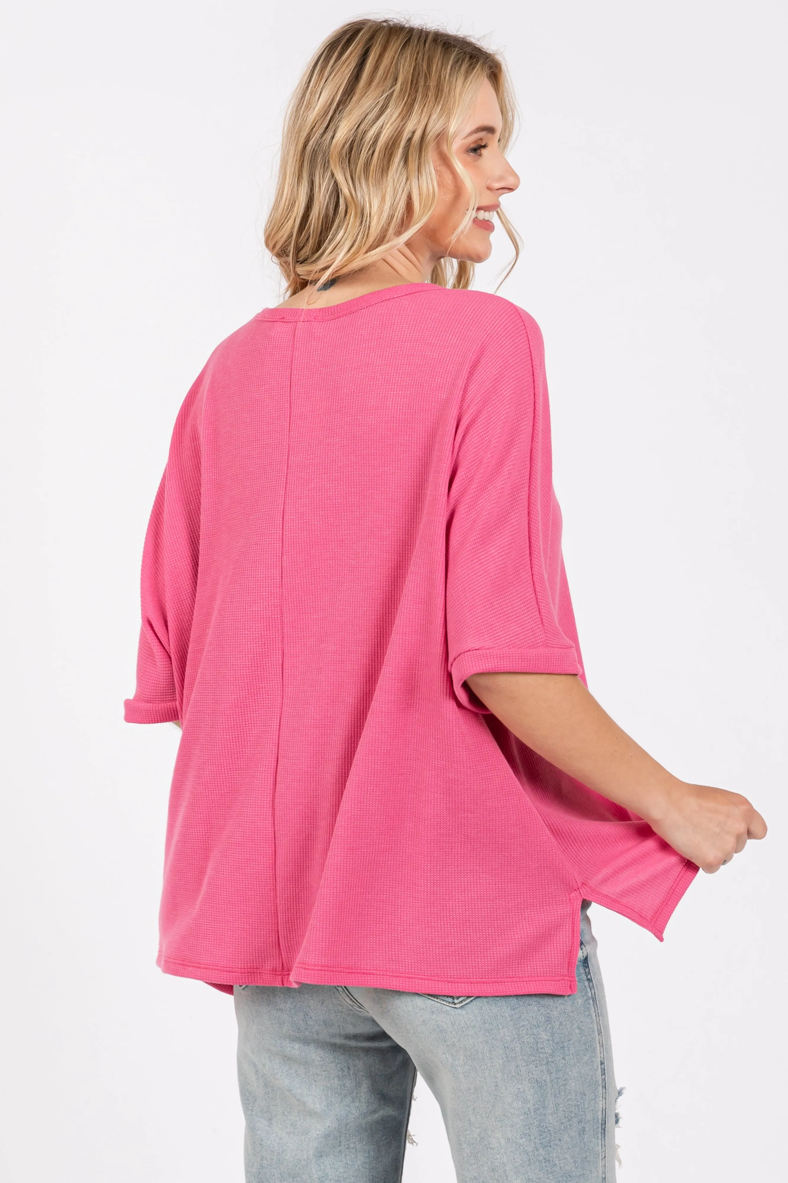 Pink Waffle Knit Dolman Top sold by Pinkblush product image thumbnail 4