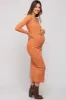 Peach Ribbed Long Sleeve Maternity Maxi Dress sold by Pinkblush