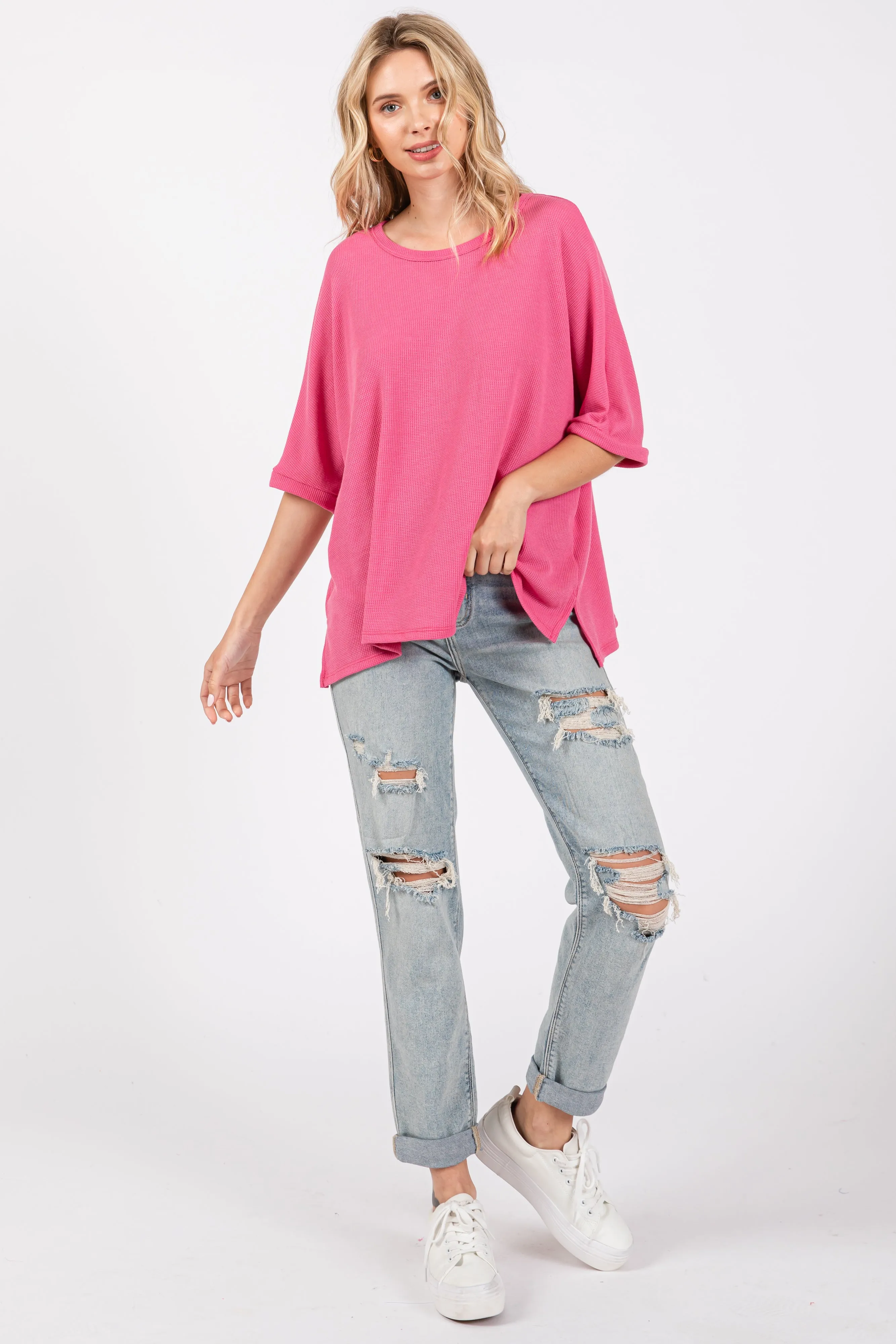 Pink Waffle Knit Dolman Top sold by Pinkblush product image thumbnail 5