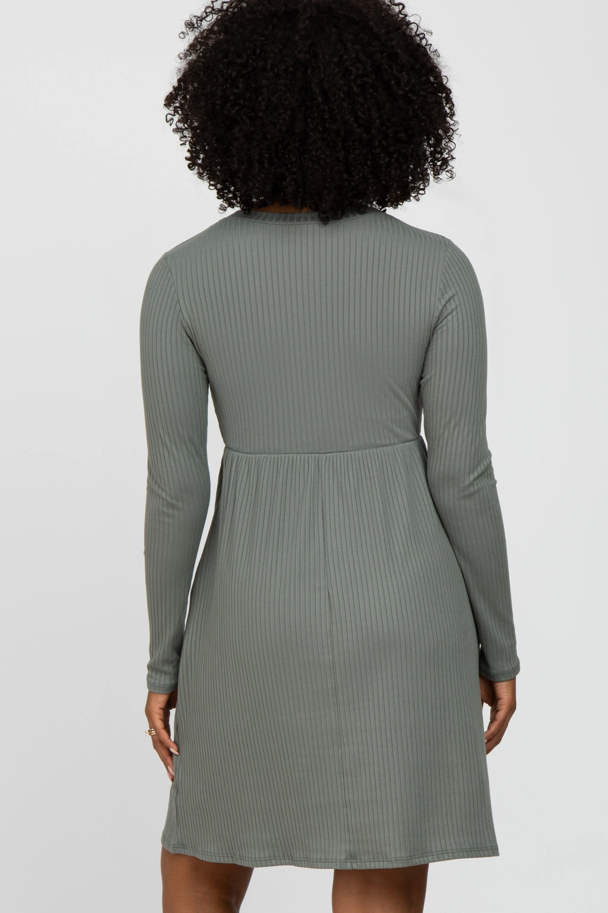 Grey Ribbed Knit Long Sleeve Dress sold by Pinkblush product image thumbnail 4