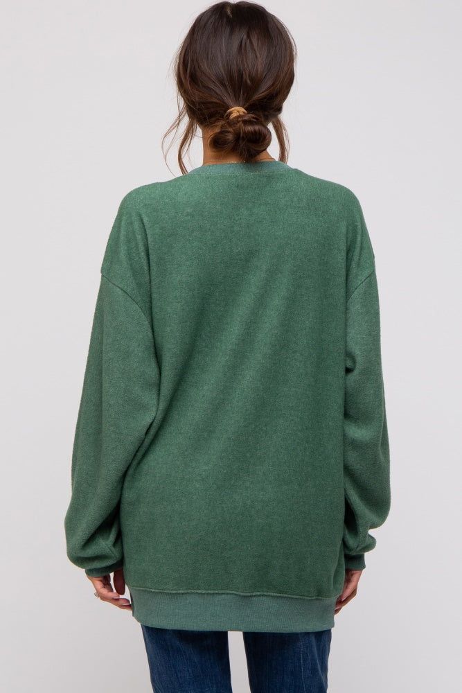Green Oversized Brushed Knit Long Sleeve Maternity Top sold by Pinkblush product image thumbnail 3