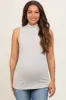 Cream Ribbed Mock Neck Sleeveless Maternity Top sold by Pinkblush
