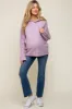 Lavender Mixed Knit Maternity Hooded Sweater sold by Pinkblush