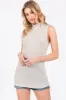 Cream Ribbed Mock Neck Sleeveless Maternity Top sold by Pinkblush