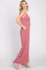 Mauve Floral V-Neck Front Tie Sleeveless Jumpsuit sold by Pinkblush