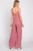 Mauve Floral V-Neck Front Tie Sleeveless Jumpsuit sold by Pinkblush