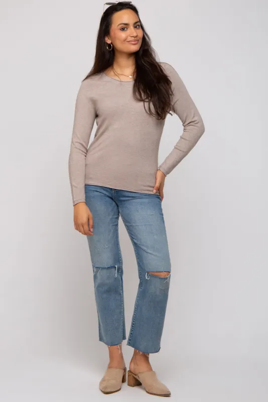 Mocha Basic Raglan Sleeve Sweater Top sold by Pinkblush