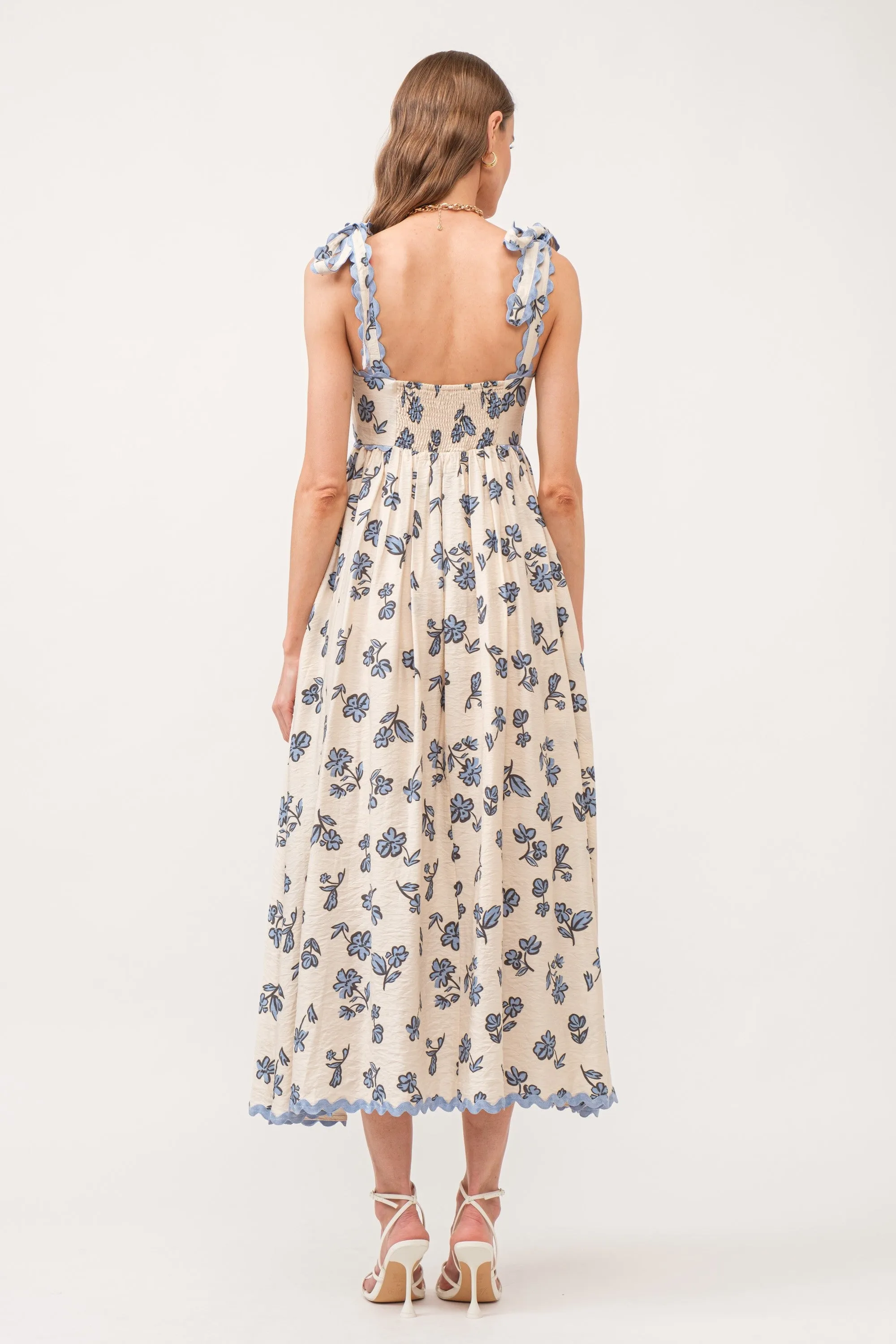 Blue Button Front Midi Dress sold by Pinkblush product image thumbnail 3