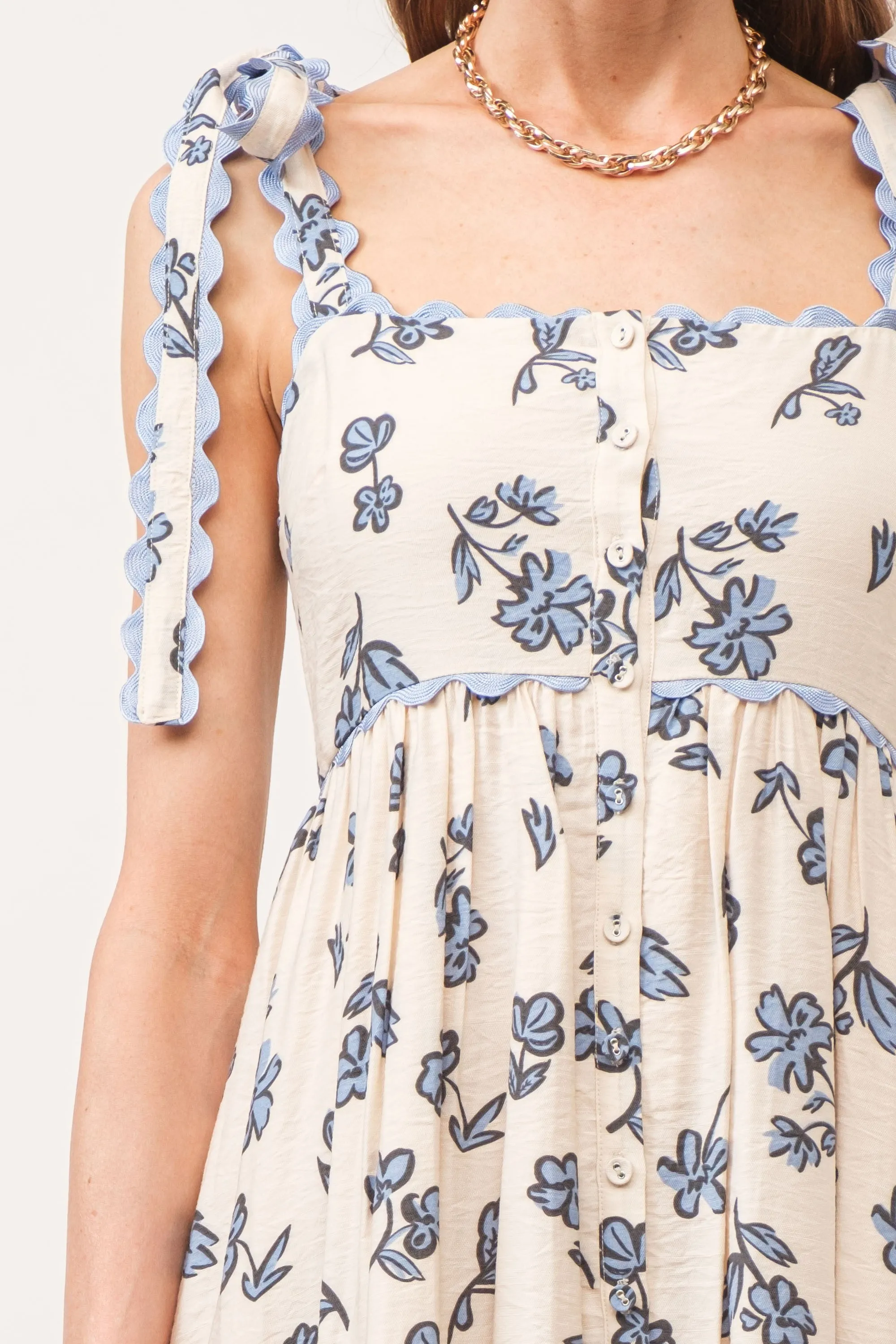 Blue Button Front Midi Dress sold by Pinkblush product image thumbnail 4