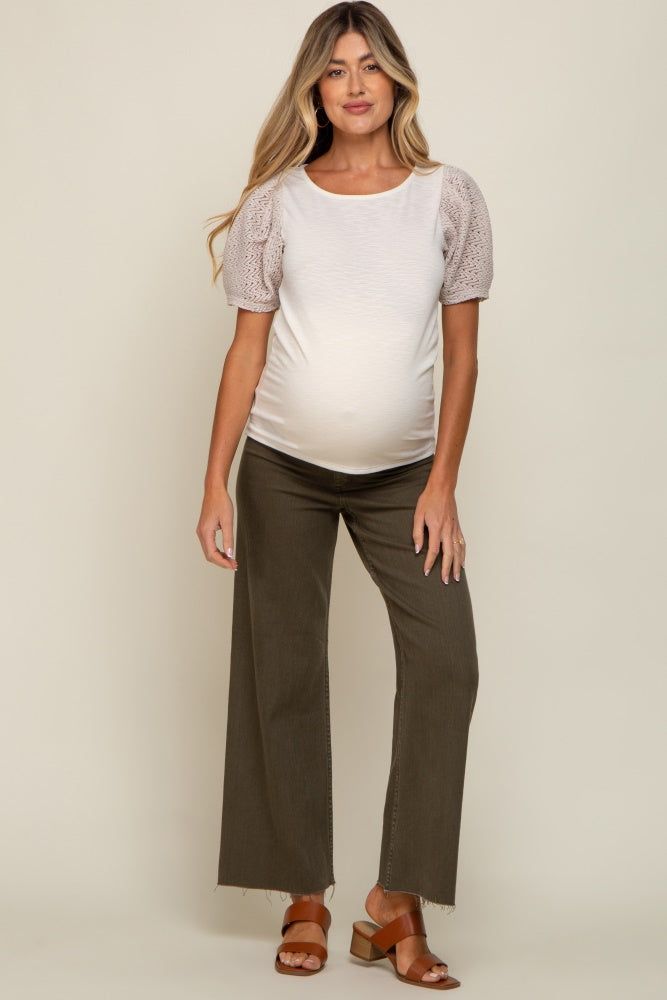 Beige Crochet Short Sleeve Maternity Top sold by Pinkblush product image thumbnail 5