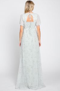Mint Green Floral Smocked Chiffon Maxi Dress sold by Pinkblush