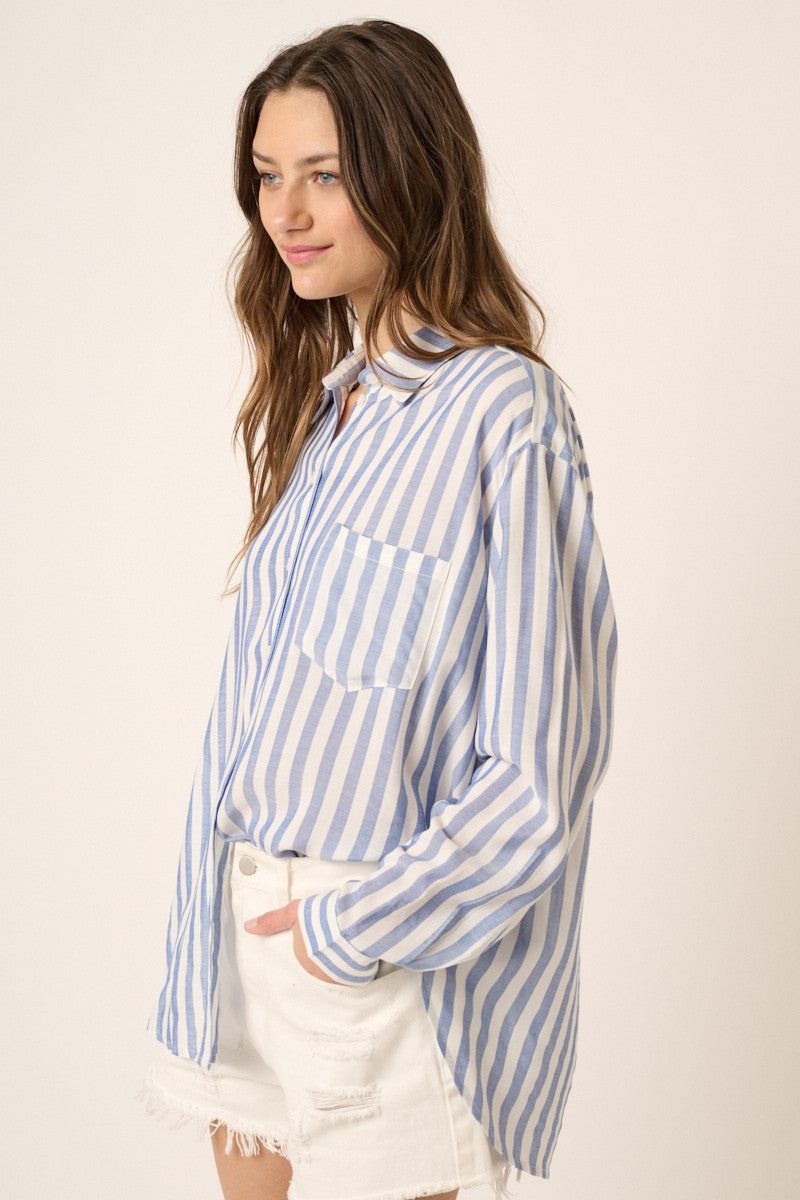 Blue Striped Button Down Shirt sold by Pinkblush product image thumbnail 2