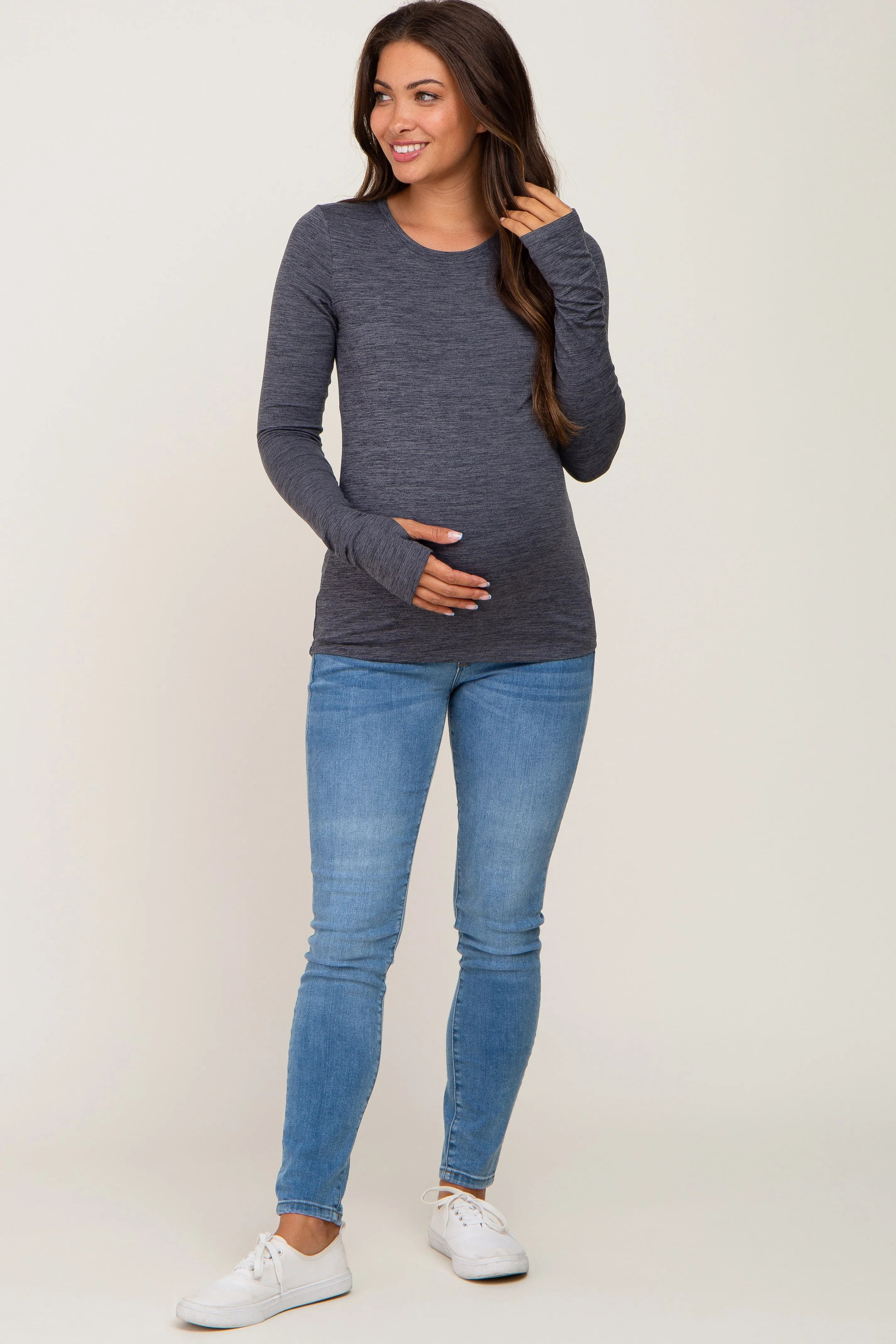 Charcoal Active Long Sleeve Maternity Top sold by Pinkblush product image thumbnail 4