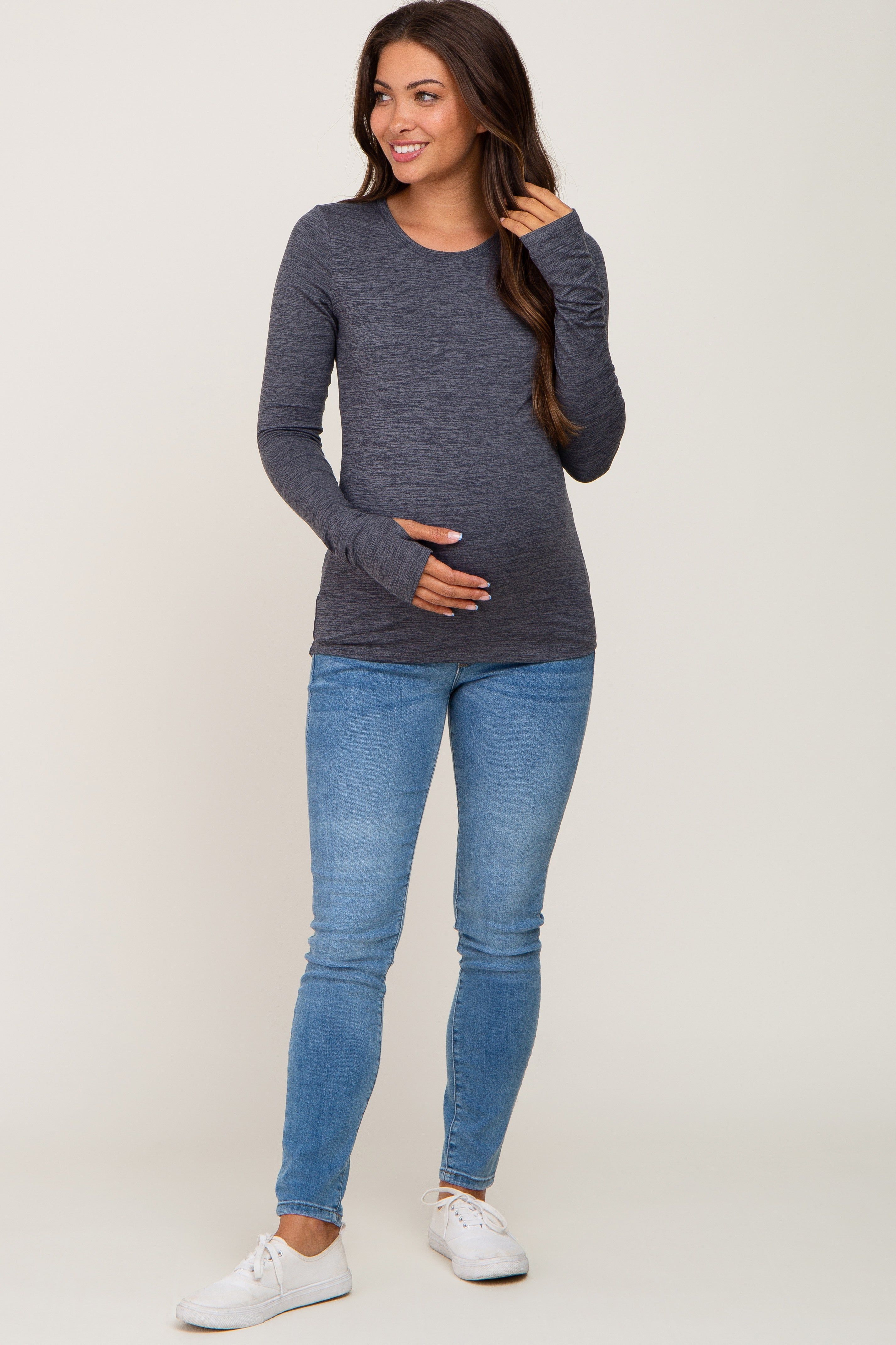 Charcoal Active Long Sleeve Maternity Top sold by Pinkblush product image thumbnail 4