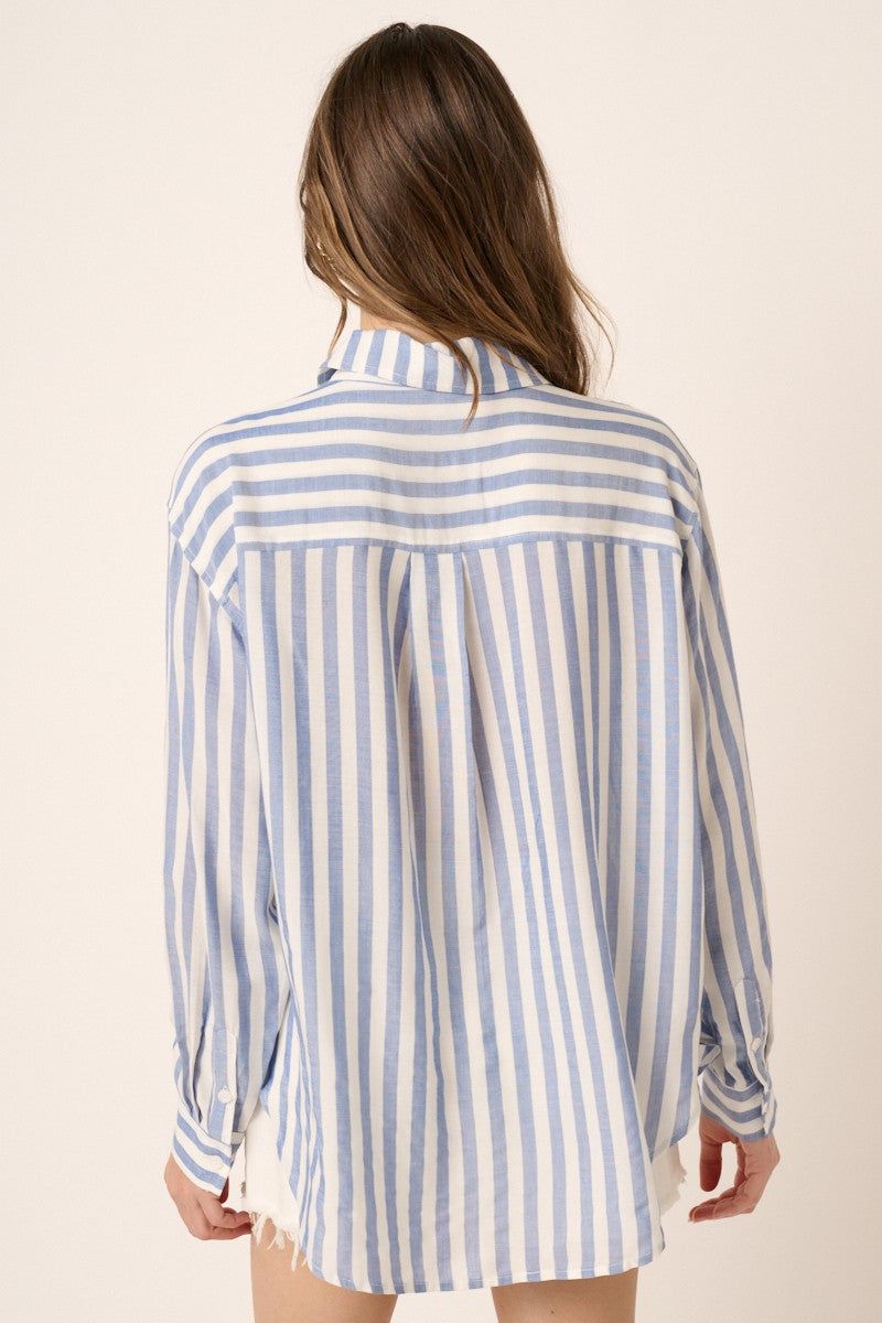 Blue Striped Button Down Shirt sold by Pinkblush product image thumbnail 3