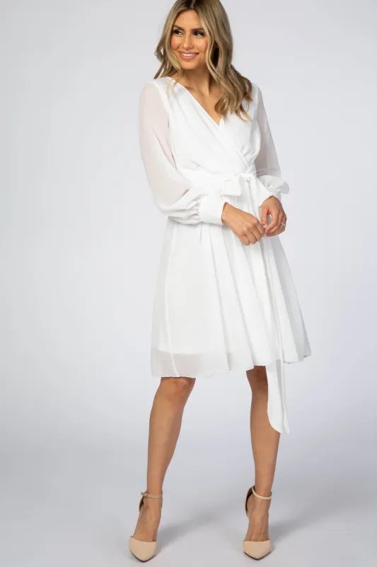 White Chiffon Wrap Dress sold by Pinkblush