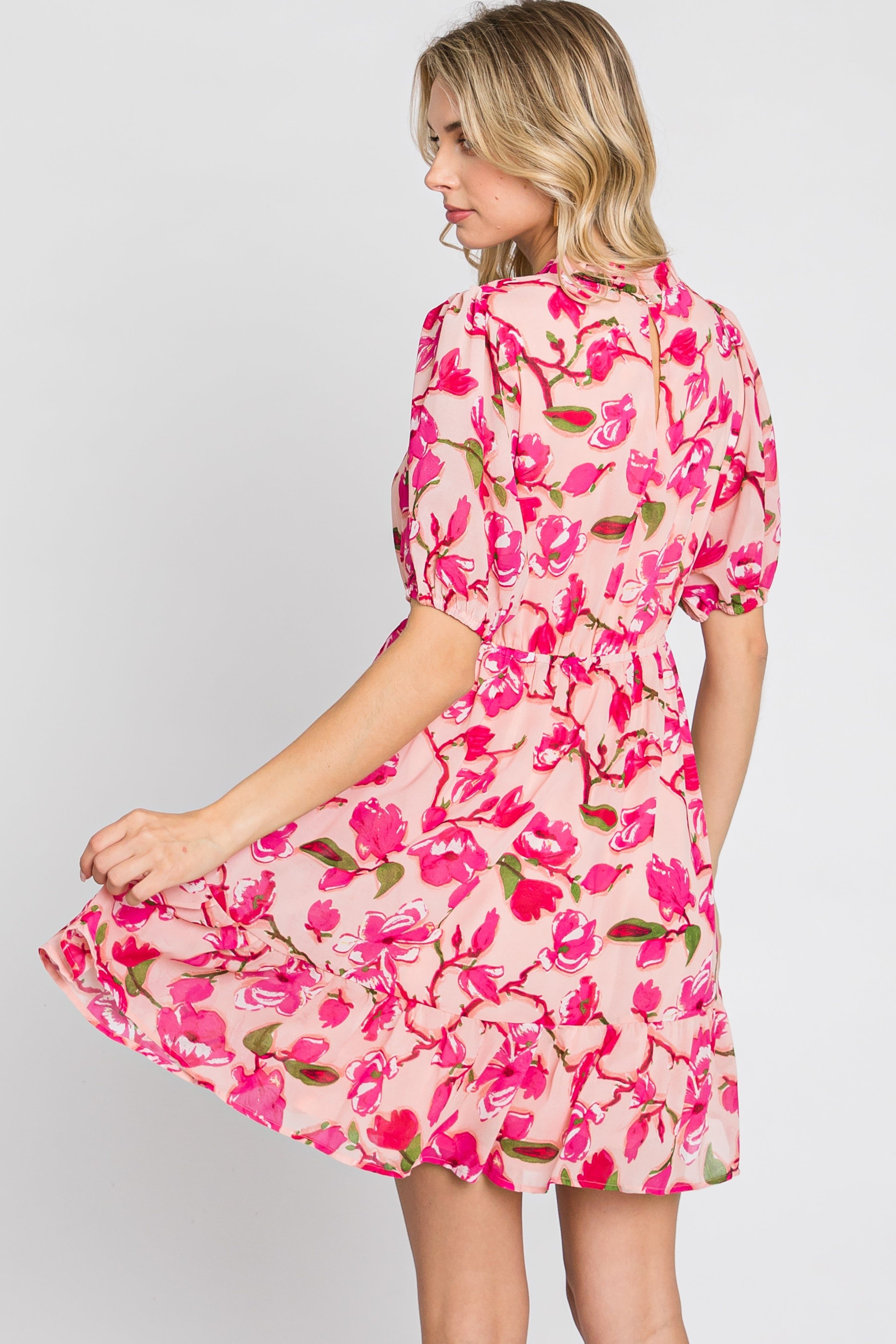 Pink Floral Ruffle Accent Dress sold by Pinkblush product image thumbnail 8