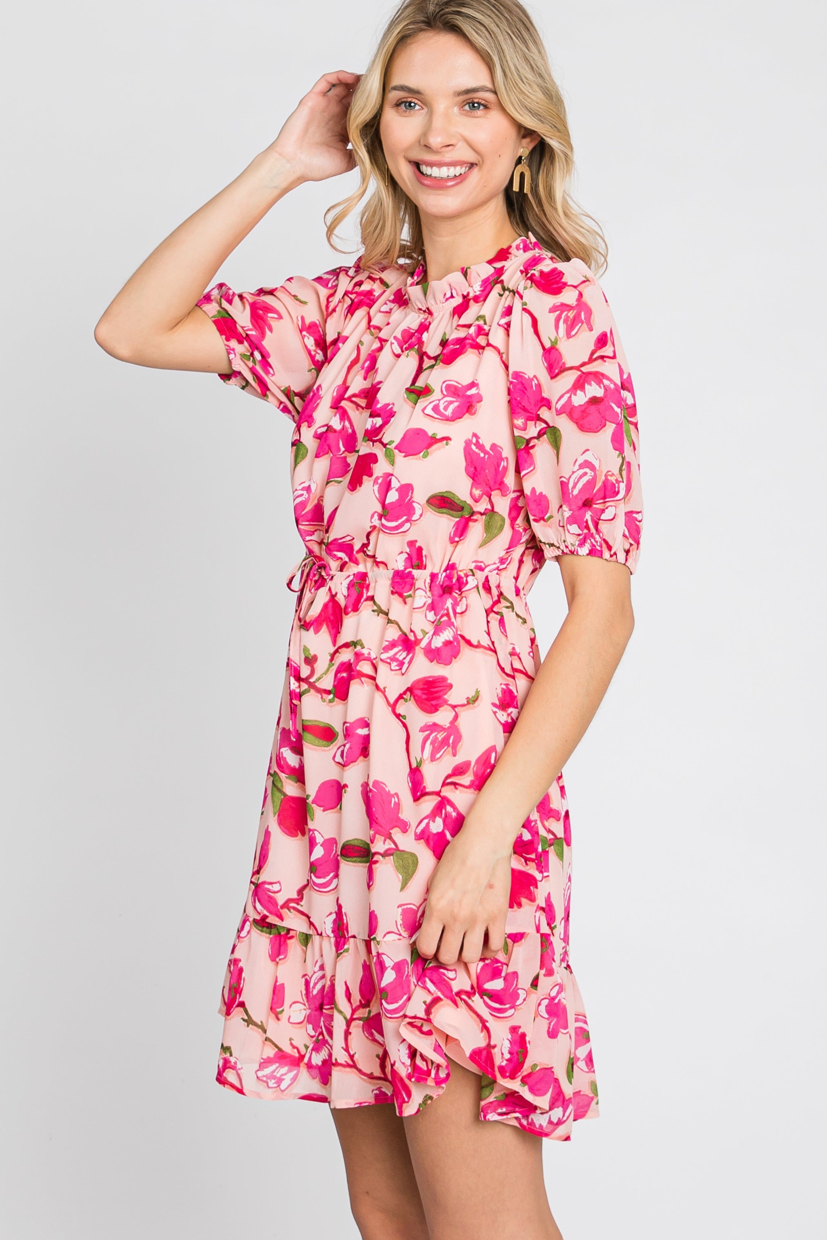 Pink Floral Ruffle Accent Dress sold by Pinkblush product image thumbnail 5