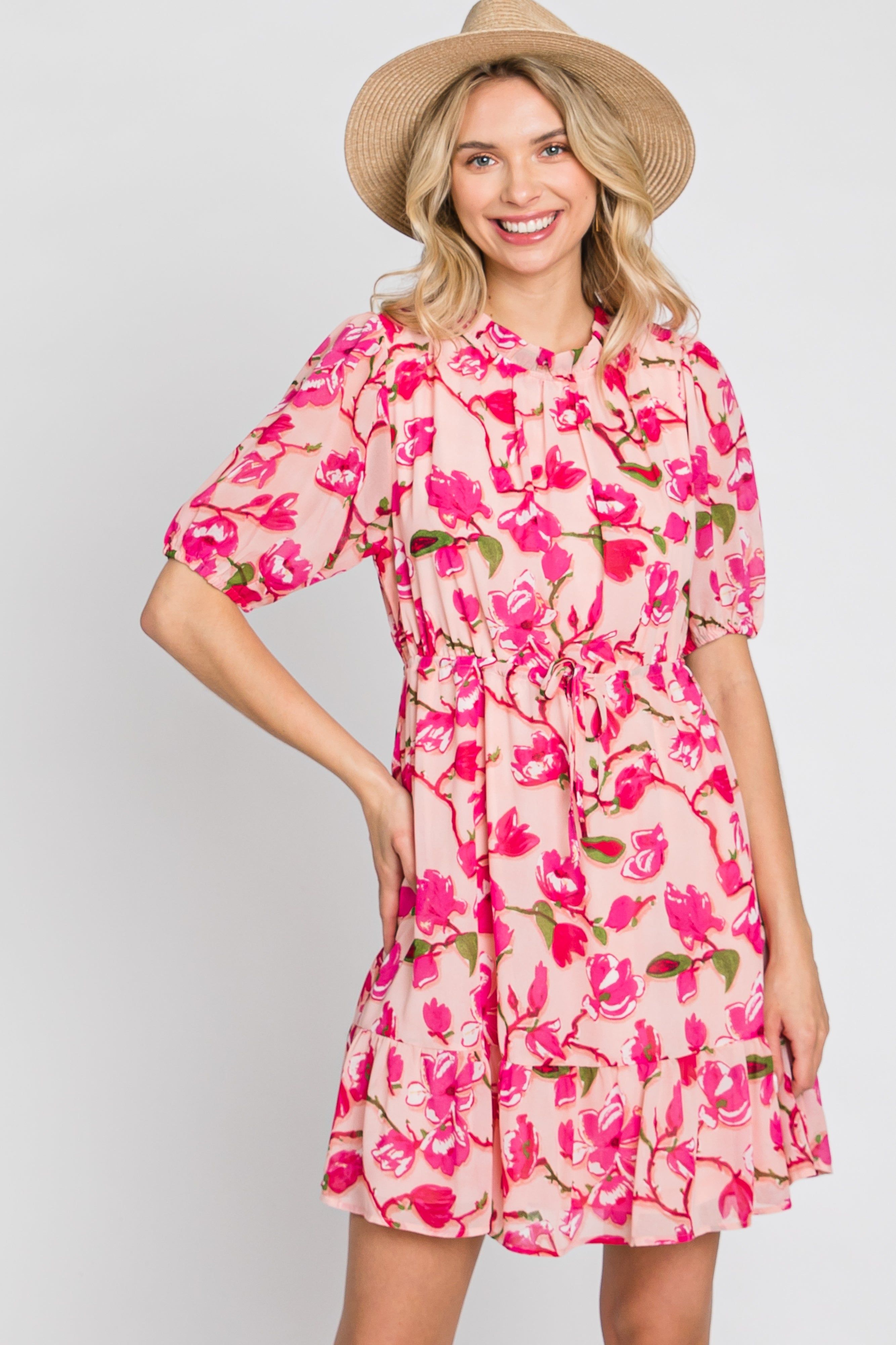 Pink Floral Ruffle Accent Dress sold by Pinkblush product image thumbnail 9