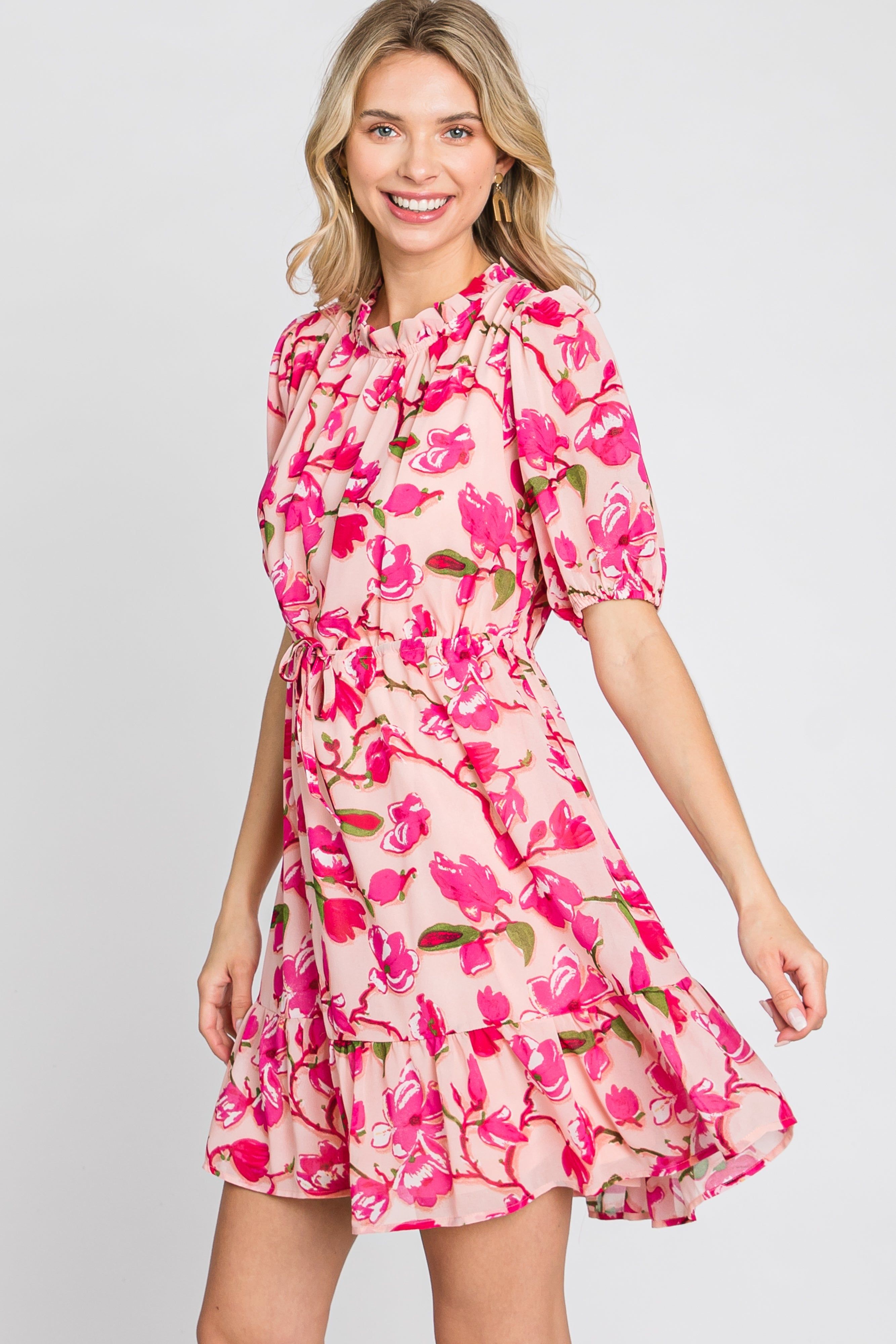 Pink Floral Ruffle Accent Dress sold by Pinkblush product image thumbnail 6