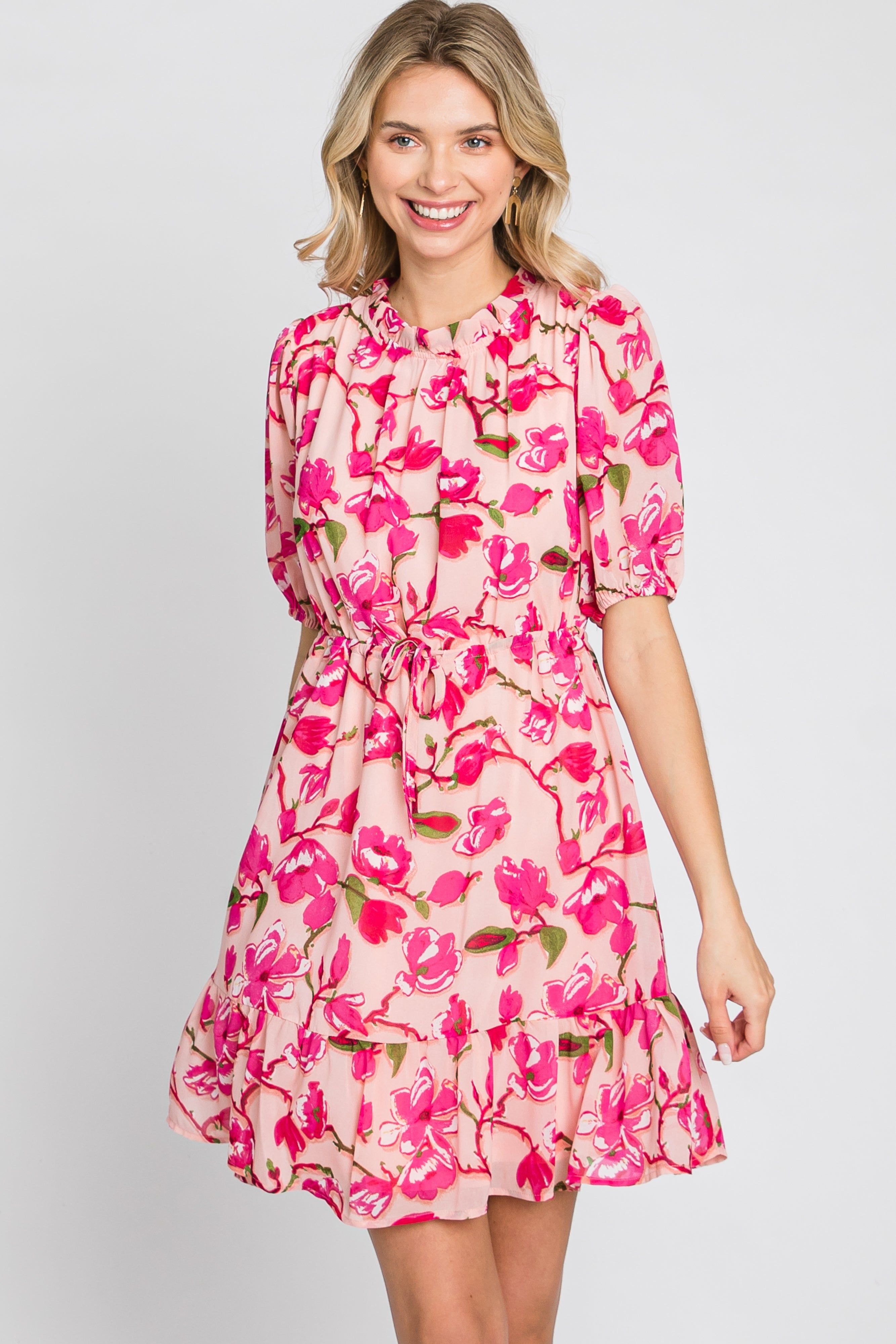Pink Floral Ruffle Accent Dress sold by Pinkblush product image thumbnail 3