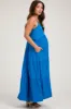 Aqua Tiered Sleeveless Maternity Maxi Dress sold by Pinkblush