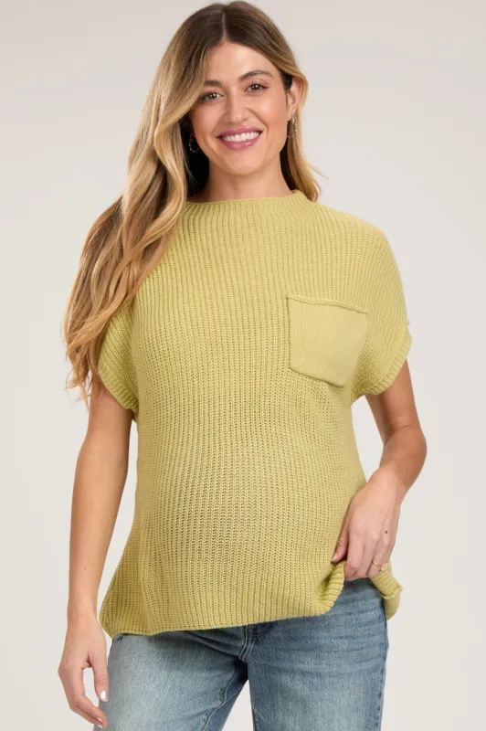 Sage Knit Pocket Front Maternity Top sold by Pinkblush