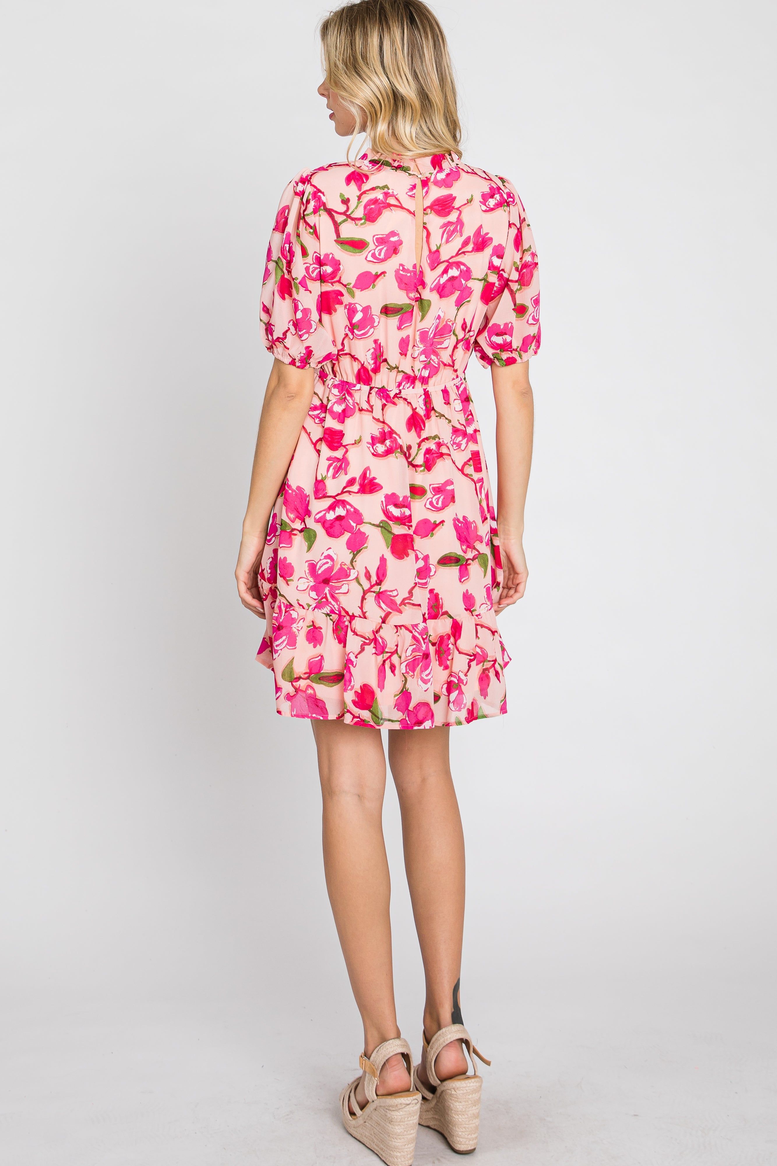 Pink Floral Ruffle Accent Dress sold by Pinkblush product image thumbnail 7