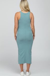 Mint Green Racerback Basic Maternity Midi Dress sold by Pinkblush