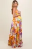 Purple Floral Top Accent Tiered Maternity Maxi Dress sold by Pinkblush