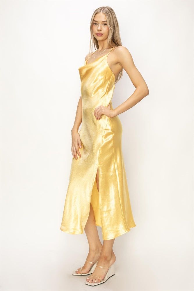 Pineapple Satin Cowl Neck Midi Dress sold by Pinkblush product image thumbnail 2