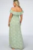 Green Floral Ruffle Off Shoulder Maternity Maxi Dress sold by Pinkblush