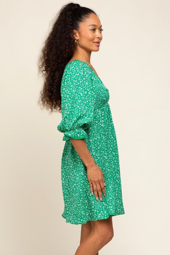 Green Floral 3/4 Sleeve Dress sold by Pinkblush product image thumbnail 2