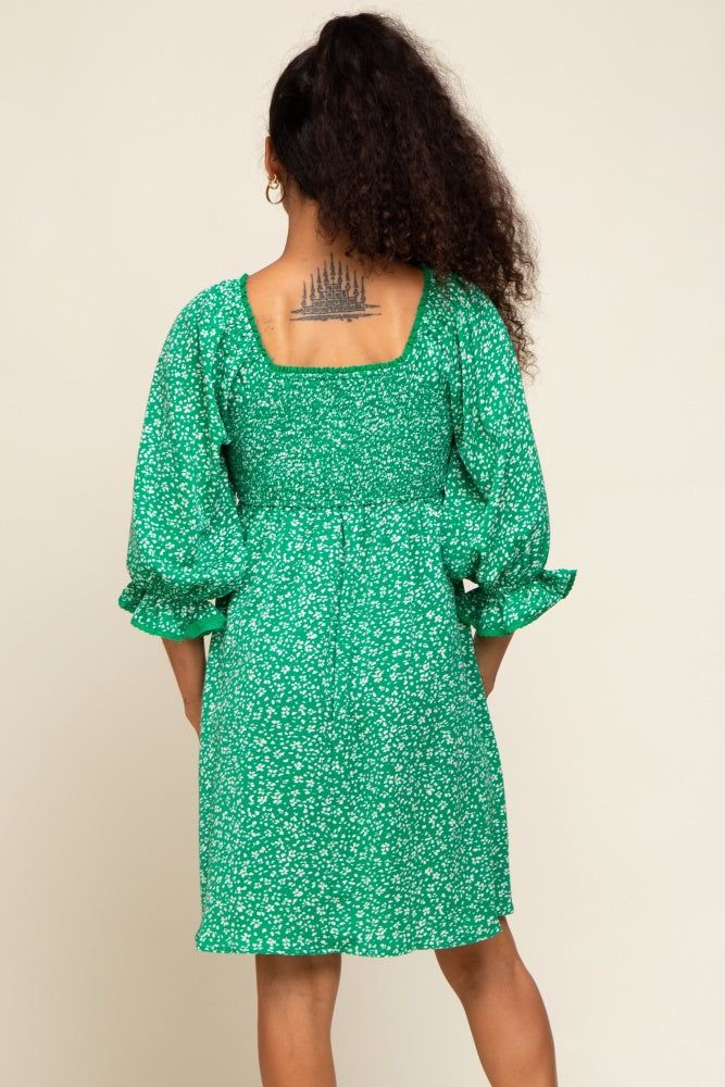 Green Floral 3/4 Sleeve Dress sold by Pinkblush product image thumbnail 3
