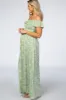 Green Floral Ruffle Off Shoulder Maternity Maxi Dress sold by Pinkblush